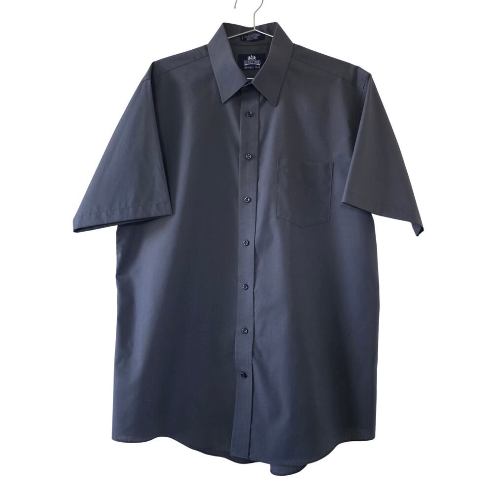 Stafford Super Shirt Wrinkle Free Mens Size L Short Sleeve Button Down Shirt